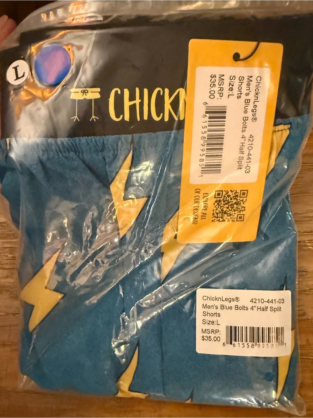 Men’s Chickenlegs Blue Lightning Bolt Athletic Shorts NEW